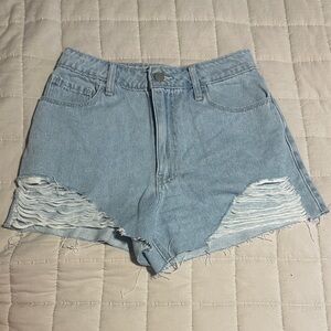 Hollister Light Blue Distressed Jean Shorts